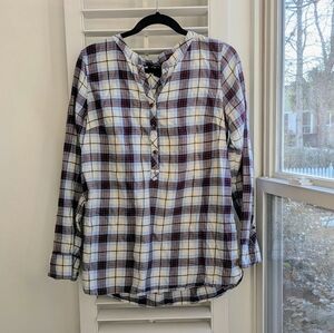 Lands' End Women's Plaid Long Sleeve Half-button Down Tunic Shirt